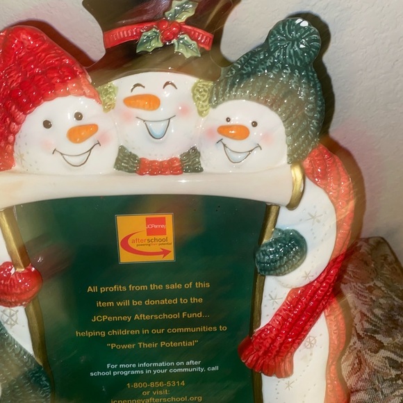 Vintage Fitz and Floyd Christmas Snowman Holiday Retired 5x7 Picture Frame - Picture 3 of 10